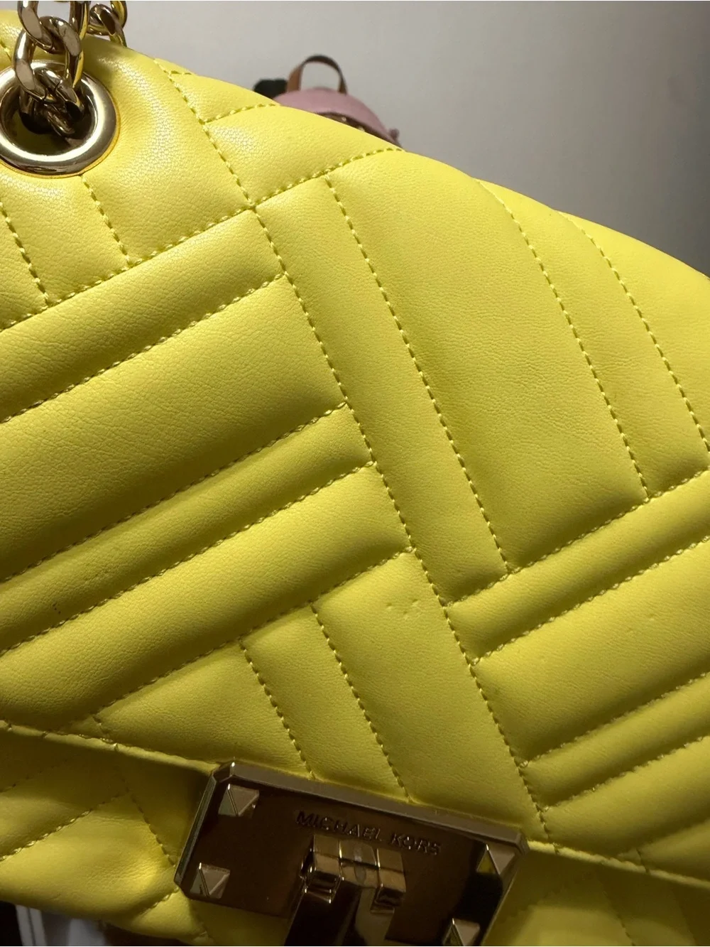 Michael Kors Bright Yellow Quilted Chain Shoulder Bag